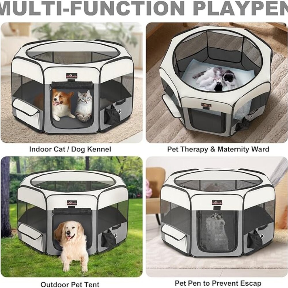 Aivituvin Dog Playpen Foldable Pet Play Pens with Carrying Bag leakproof bottom